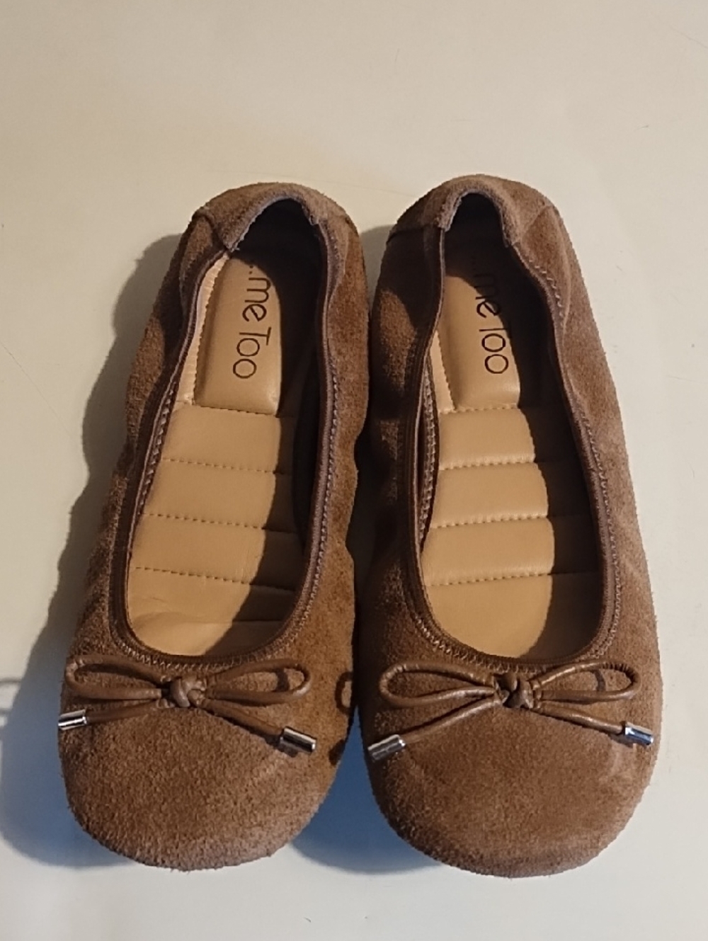 me too Brown Suede Bow Ballet Flats
